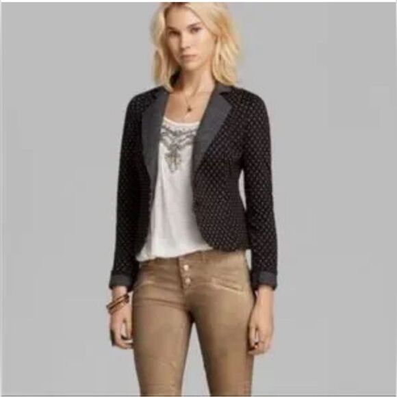 Free People Diamond Textured Polka Dot Knit Blazer. XS - Picture 7 of 8